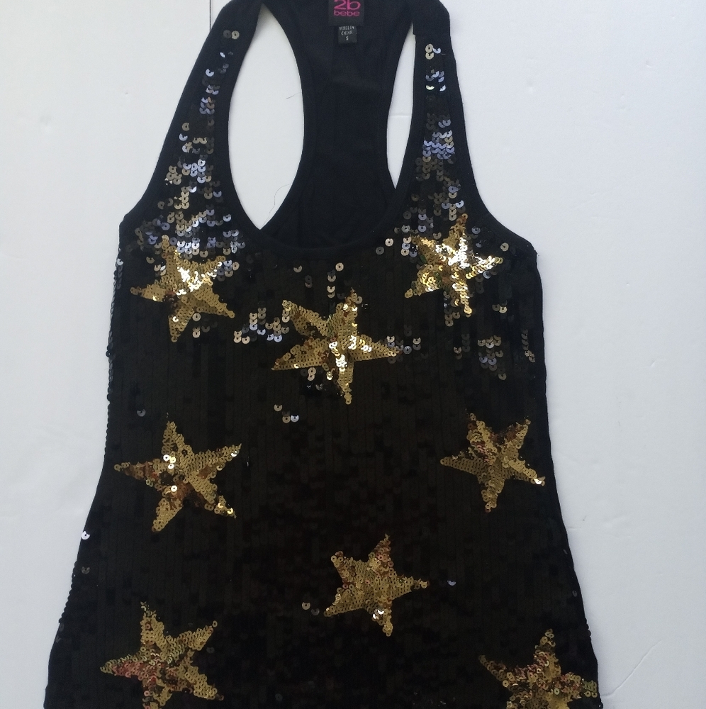 2b BEBE Racers back Scoop Neck Top